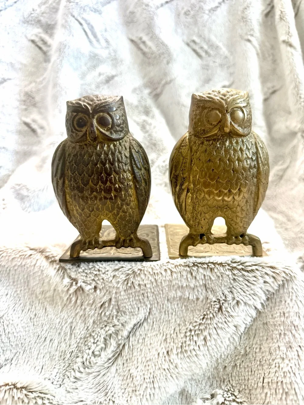 Vintage 1960’s/1970’s Mid Century Modern Brass Owl Book Ends (pair)